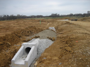 RCP pipe with dual sloping headwalls at Steeplechase South in Denton County.
