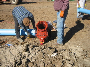 Water line valve to service new luxury style units at the Village of Crown Park, Willow Park, TX